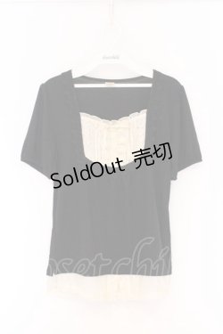 画像1: axes femme / タックレースパフTシャツ  クロ O-26-04-05-007-AX-TO-IG-OS