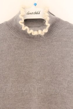 画像2: Jane Marple / Frill-trim turtleneck sweater　ニットプルオーバー M グレー O-26-04-05-068-JM-TO-OW-OS