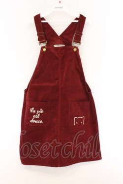 画像1: Rydia / コビニャー刺繍サロペットスカート  ワイン O-26-04-05-072-PU-OP-OW-OS