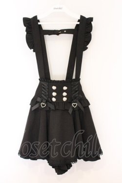 画像1: LIZ LISA / レースアップサスペンダー付スカパン 0 クロ O-26-04-05-074-LO-SK-OW-OS