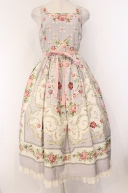 画像1: Melody BasKet / ロゼスカーフジャンパースカート M ライトグレー O-26-04-05-079-LO-OP-OW-OS