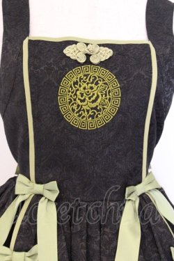 画像2: axes femme kawaii / 牡丹刺繍チャイナジャンスカ M クロ×グリーン O-26-04-05-080-AX-OP-OW-OS