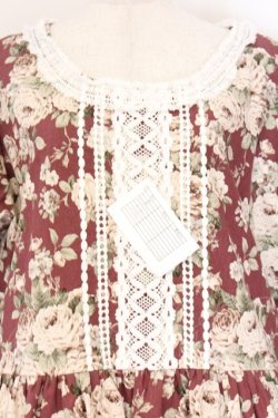 画像2: marcHenTica / オールドローズ・ミルフィーユワンピース ハイエルフサイズ ワイン O-26-04-05-082-LO-OP-OW-OS