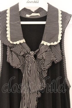 画像2: axes femme / フリルストライプ襟付きノースリーブトップス M クロ O-26-04-05-009-AX-TO-IG-OS