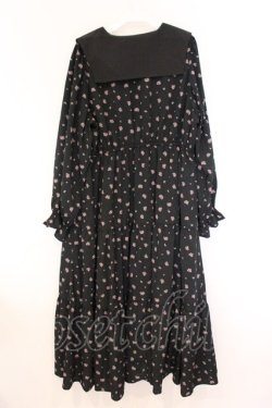 画像3: m petit by misako / スクエア襟花柄ワンピース 3L クロ O-26-04-05-095-LO-OP-IG-OS