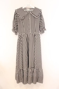 画像1: m petit by misako / TT*Mギンガムチェック半袖ワンピース LL クロ×シロ O-26-04-05-096-LO-OP-IG-OS