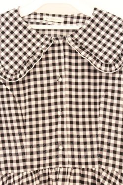 画像2: m petit by misako / TT*Mギンガムチェック半袖ワンピース LL クロ×シロ O-26-04-05-096-LO-OP-IG-OS