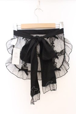 画像3: axes femme kawaii / ドットチュールハーフエプロン  クロ O-26-04-05-001-AX-ZA-IG-OS