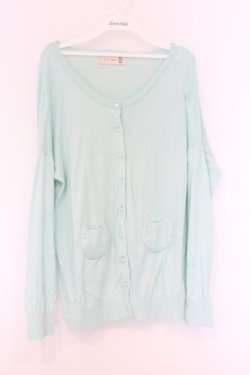 画像1: Franche Lippee / ねこポケットカーディガン  ミント O-26-04-05-102-LO-TO-IG-OS
