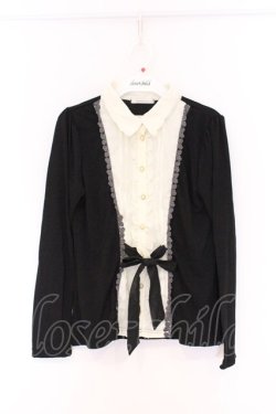 画像1: axes femme / ブラウスレイヤードカットソー M クロ×シロ O-26-04-05-011-AX-TO-IG-OS