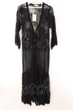 画像1: axes femme / ガウン風レースロングカーデイガン M クロ O-26-04-05-107-AX-TO-IG-OS