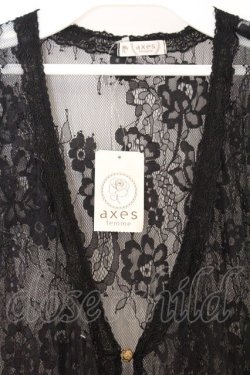 画像2: axes femme / ガウン風レースロングカーデイガン M クロ O-26-04-05-107-AX-TO-IG-OS
