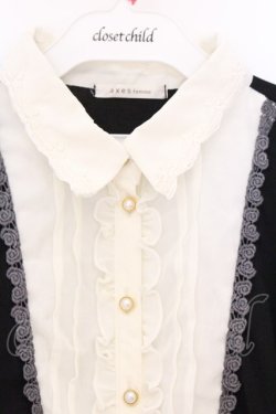 画像2: axes femme / ブラウスレイヤードカットソー M クロ×シロ O-26-04-05-011-AX-TO-IG-OS