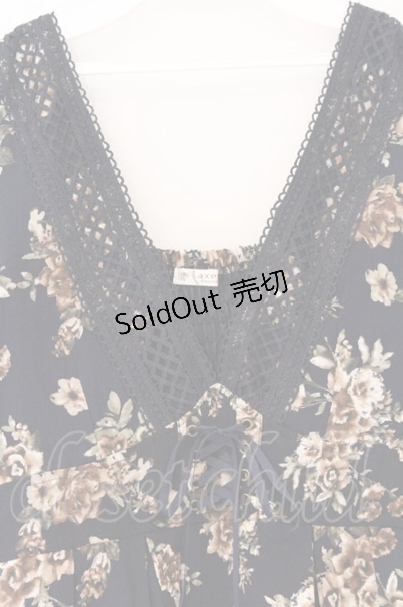 画像2: axes femme / クラシック花柄ジャンスカ  ネイビー O-26-04-05-109-AX-OP-IG-OS (2)