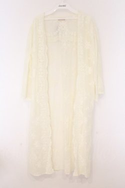 画像1: axes femme POETIQUE / タッセル紐付き刺繍ロングカーディガン  生成り O-26-04-05-110-AX-TO-IG-OS