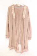 axes femme / バックレースロングカーディガン  ピンクベージュ O-26-04-05-113-AX-TO-IG-OS