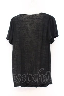 画像3: axes femme / 開衿シャツレイヤードカシュクール風Tシャツ M クロ×アイボリー O-26-04-05-012-AX-TO-IG-OS