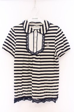 画像1: axes femme / ボーダーポロシャツ M アイボリー×ネイビー O-26-04-05-017-AX-TO-IG-OS