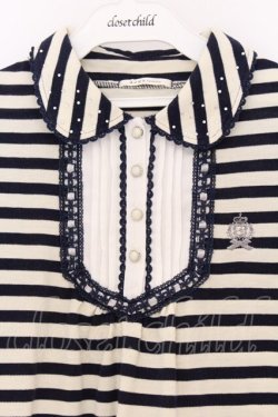 画像2: axes femme / ボーダーポロシャツ M アイボリー×ネイビー O-26-04-05-017-AX-TO-IG-OS