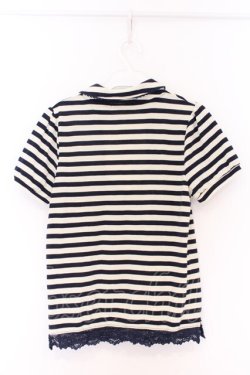 画像3: axes femme / ボーダーポロシャツ M アイボリー×ネイビー O-26-04-05-017-AX-TO-IG-OS