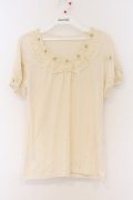 axes femme / はしごレースパフTシャツ  アイボリー O-26-04-05-018-AX-TO-IG-OS