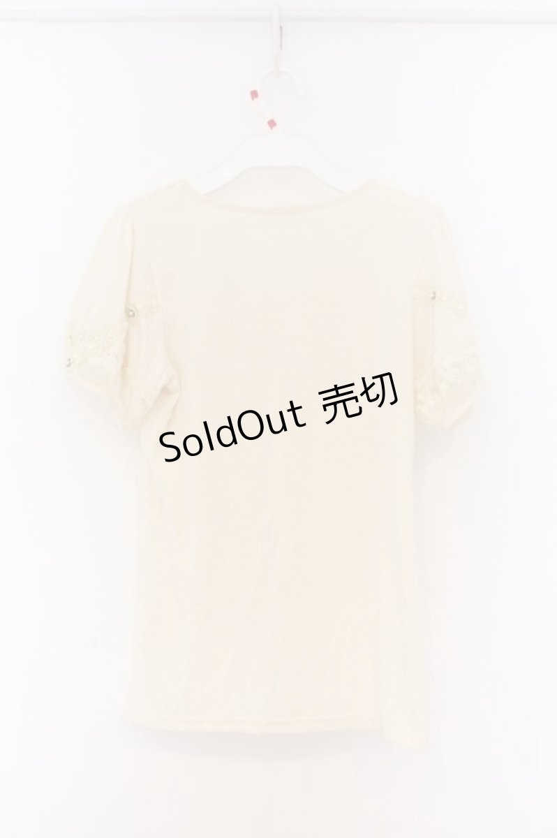 画像3: axes femme / はしごレースパフTシャツ  アイボリー O-26-04-05-018-AX-TO-IG-OS (3)