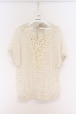 画像1: axes femme / モチーフレースドルマントップス  アイボリー O-26-04-05-020-AX-TO-IG-OS