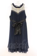 axes femme / ラメ刺繍プリーツドレス  ネイビー O-26-04-05-022-AX-OP-IG-OS