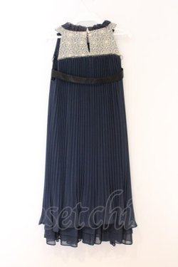 画像3: axes femme / ラメ刺繍プリーツドレス  ネイビー O-26-04-05-022-AX-OP-IG-OS