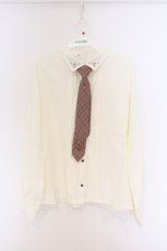 画像1: axes femme / チェック柄ネクタイ付ブラウス F 生成り×ブラウン O-26-04-05-003-AX-BL-IG-OS (1)