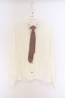 画像1: axes femme / チェック柄ネクタイ付ブラウス F 生成り×ブラウン O-26-04-05-003-AX-BL-IG-OS