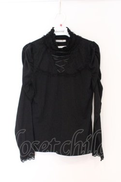 画像1: axes femme / ドットチュールパワショルカットソー  クロ O-26-04-05-025-AX-TO-IG-OS