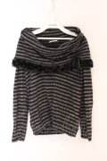 axes femme / ボーダー柄オフタートルニット M クロ O-26-04-05-026-AX-TO-IG-OS