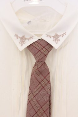 画像2: axes femme / チェック柄ネクタイ付ブラウス F 生成り×ブラウン O-26-04-05-003-AX-BL-IG-OS