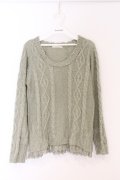 axes femme / ラメニケーブルニット  グリーン O-26-04-05-027-AX-TO-IG-OS