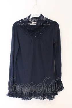 画像1: axes femme / 透けディテールタートル  ネイビー O-26-04-05-029-AX-TO-IG-OS