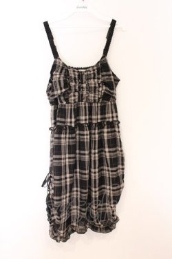 画像1: axes femme / チェックドロストキャミワンピース  クロ×ベージュ O-26-04-05-030-AX-OP-IG-OS