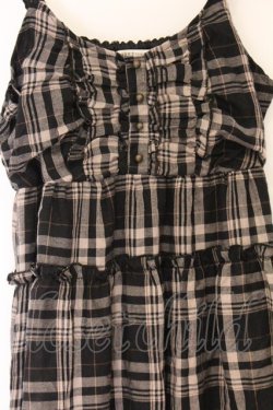 画像2: axes femme / チェックドロストキャミワンピース  クロ×ベージュ O-26-04-05-030-AX-OP-IG-OS