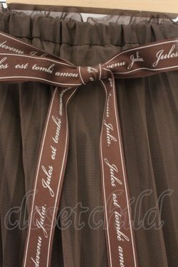 画像2: Fi.n.t / ロゴリボン付きプリーツチュールスカート  ブラウン O-26-04-06-031-CA-SK-IG-OS