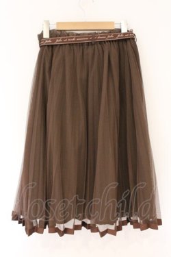 画像3: Fi.n.t / ロゴリボン付きプリーツチュールスカート  ブラウン O-26-04-06-031-CA-SK-IG-OS