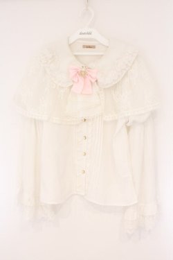 画像1: Amavel / Secret Macaronレースケープブラウス F シロｘピンク O-26-04-06-004-CA-BL-YM-OS