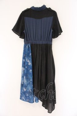 画像5: axes femme POETIQUE / ダークマリンバイカラーワンピース M アオｘクロ O-26-04-06-043-AX-OP-YM-OS