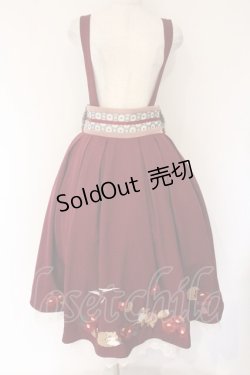 画像1: Amavel / 月夜の狐と寒椿 和風スカート F エンジ O-26-04-06-058-CA-SK-YM-OS