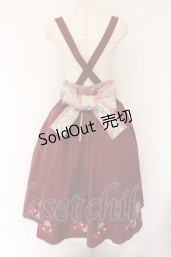 画像4: Amavel / 月夜の狐と寒椿 和風スカート F エンジ O-26-04-06-058-CA-SK-YM-OS