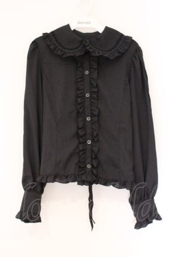 画像1: metamorphose / リボンブローチ付丸衿ブラウス  クロ O-26-04-06-076-ME-BL-IG-OS