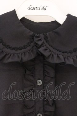 画像2: metamorphose / リボンブローチ付丸衿ブラウス  クロ O-26-04-06-076-ME-BL-IG-OS