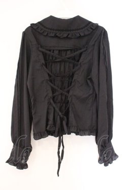 画像3: metamorphose / リボンブローチ付丸衿ブラウス  クロ O-26-04-06-076-ME-BL-IG-OS