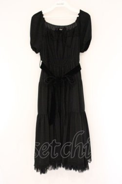 画像1: PINK HOUSE / ドットチュールフリルワンピース  クロ O-26-04-06-077-LO-OP-IG-OS