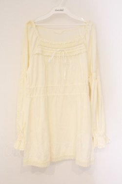 画像1: PINK HOUSE / パフスリーブはしごレースチュニック  オフ O-26-04-06-087-LO-TO-IG-OS