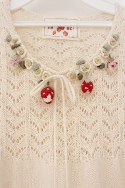 画像2: PINK HOUSE / いちごあみぐるみニットベスト  アイボリー O-26-04-06-089-LO-TO-IG-OS